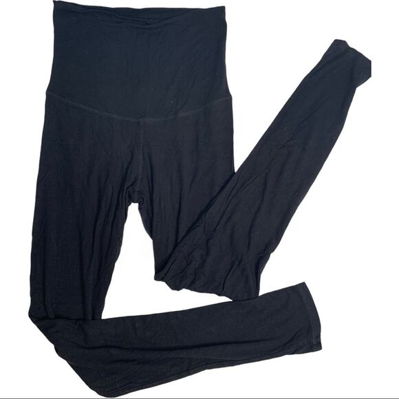 Budumamoy maternity Medium black lounge pants fold over or full panel - Picture 1 of 5